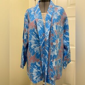 Bellambra Made in Italy 100% Linen Tie Dye Kimono Cardigan Blazer 1X